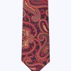 Ties | De Fursac Silk Satin Tie Burgundy - Paisley Print