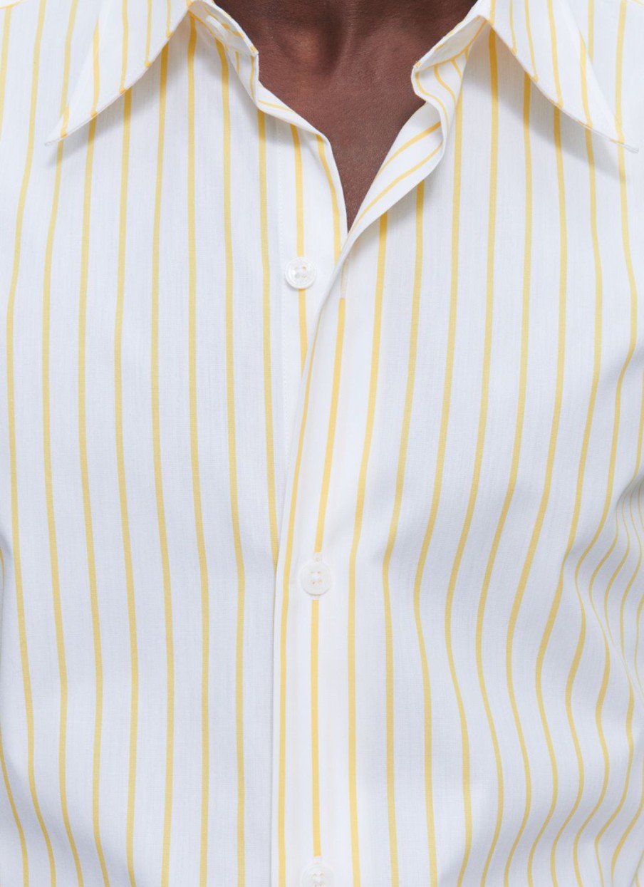 Shirts | De Fursac Striped Shirt With Swallow Collar White - Yellow Stripes